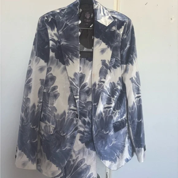 Twisted Tailor Blue and White Velvet Suit - Picture 1 of 6
